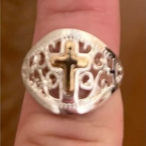 Sliver with gold cross ring